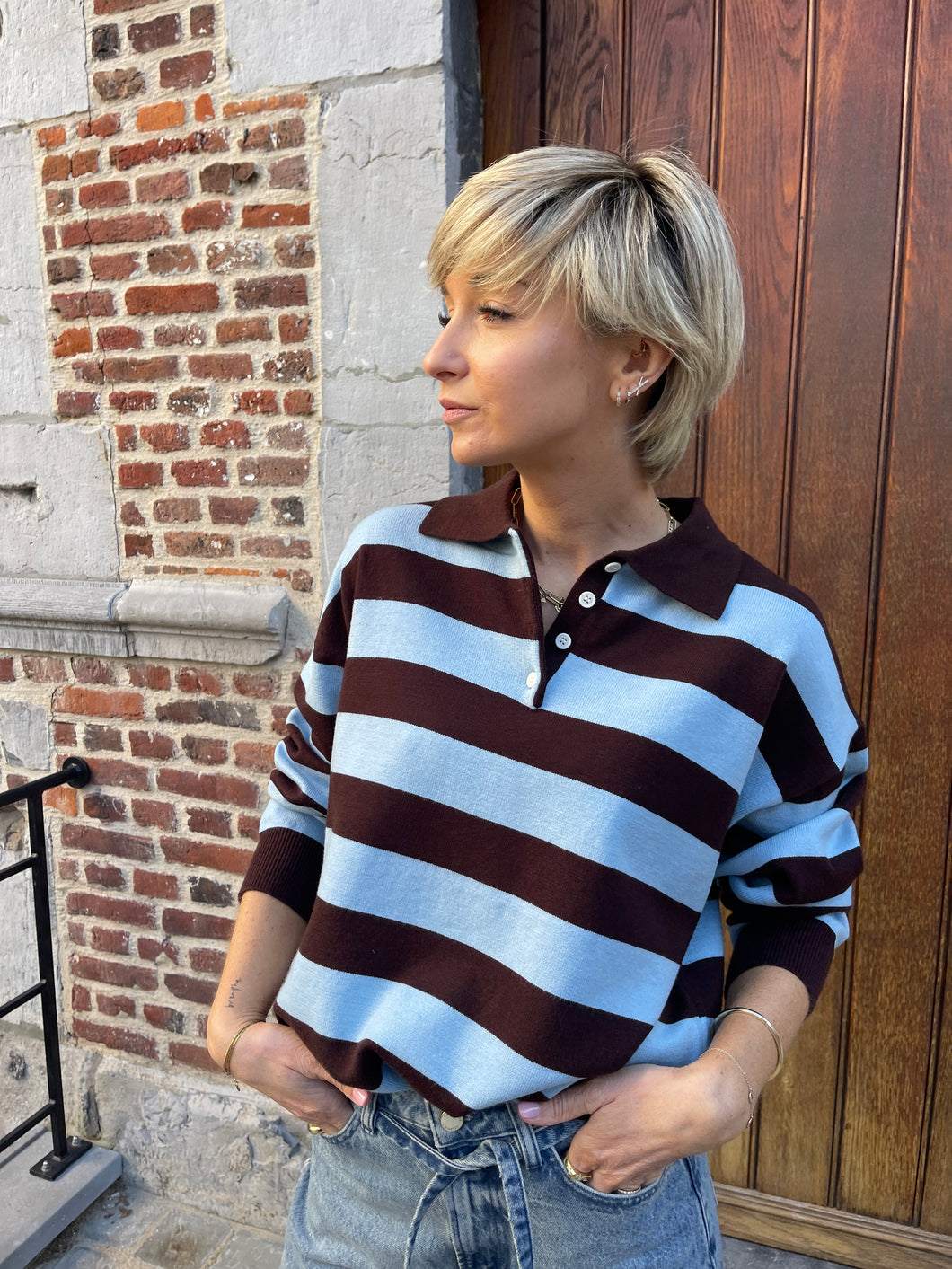 Stella polo coffee/blue