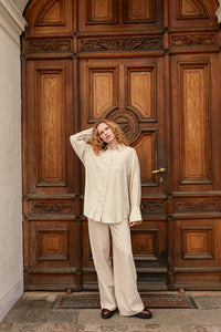 Corinne wide long pants oatmeal